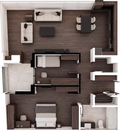 Apartament 2 dhomësh B3, 100 m² - Blloku B, kati 1
