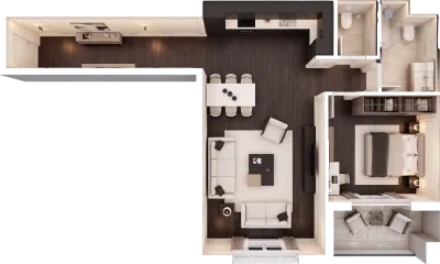 Apartament 1 dhomësh B6, 83 m² - Blloku B, kati 5