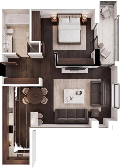 Apartament 1 dhomësh C1, 71 m² - Blloku C, kati 5