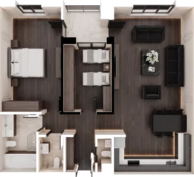 Apartament 2 dhomësh D4, 89 m² - Blloku D, kati 7