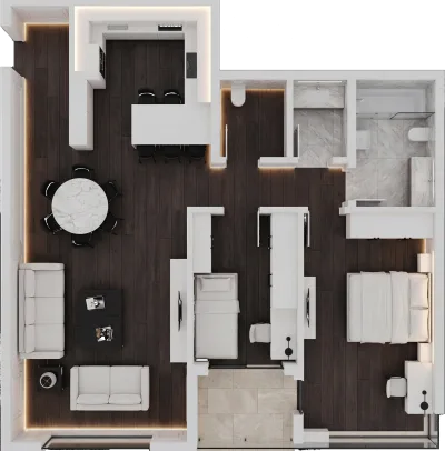 Apartament 3 dhomësh A5, 97 m² - Blloku A, kati 8